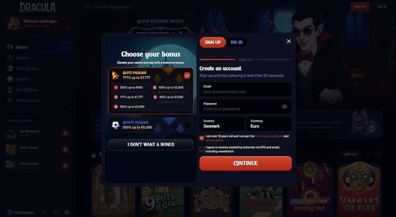Dracula casino screenshot
